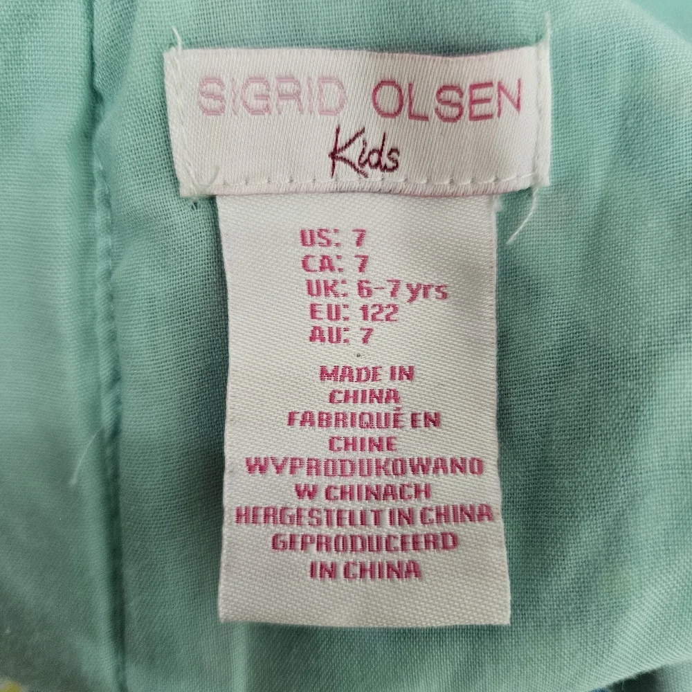 Sigrid Olsen Dress Girls 7 Sea Life A-Line Cotton Sleeveless Lined Pink Multi